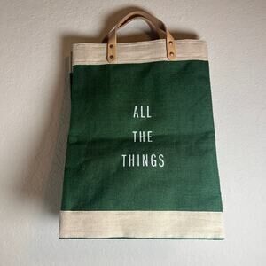 Apolis Large Reusable Green All The Things Jute Market Bag Shopping Bag Tote NEW